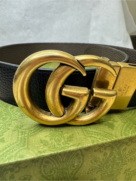 Authentic Gucci GG Reversible Black/Brown Leather Belt W/ Box main image 7